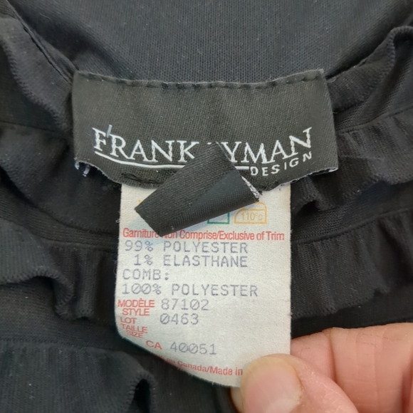 VTG Frank Lyman Tank Women's 14 Black Ruffle Formal Wedding Grad Lined - Picture 5 of 7